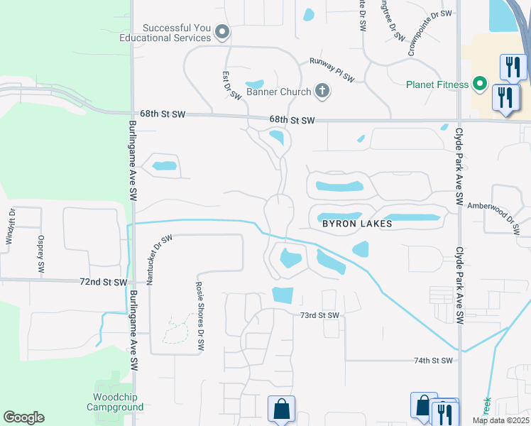 map of restaurants, bars, coffee shops, grocery stores, and more near 7038 Marshwood Drive Southwest in Byron Center