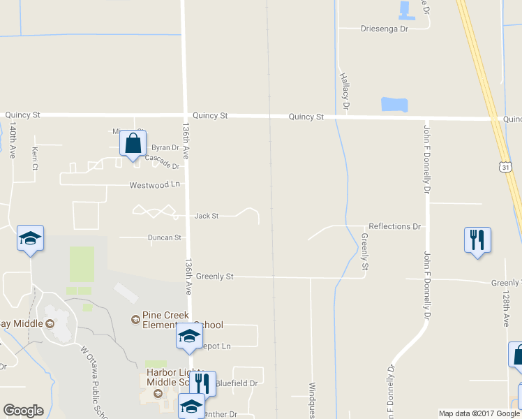 map of restaurants, bars, coffee shops, grocery stores, and more near 3772 Jill Avenue in Holland