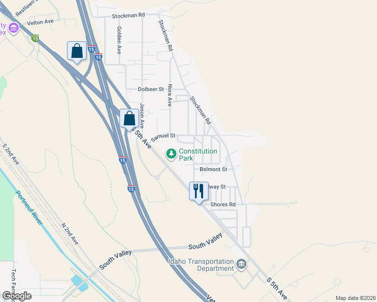 map of restaurants, bars, coffee shops, grocery stores, and more near 4261 Opal Avenue in Pocatello