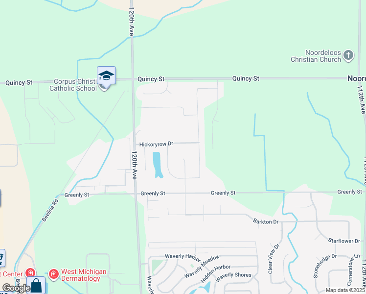 map of restaurants, bars, coffee shops, grocery stores, and more near 11818 Hickoryrow Drive in Holland