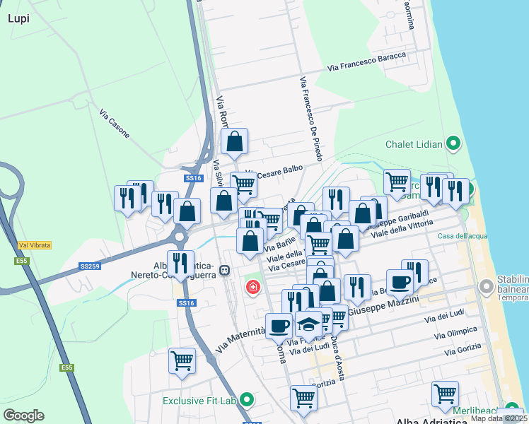 map of restaurants, bars, coffee shops, grocery stores, and more near 9 Via Magenta in Villa Rosa