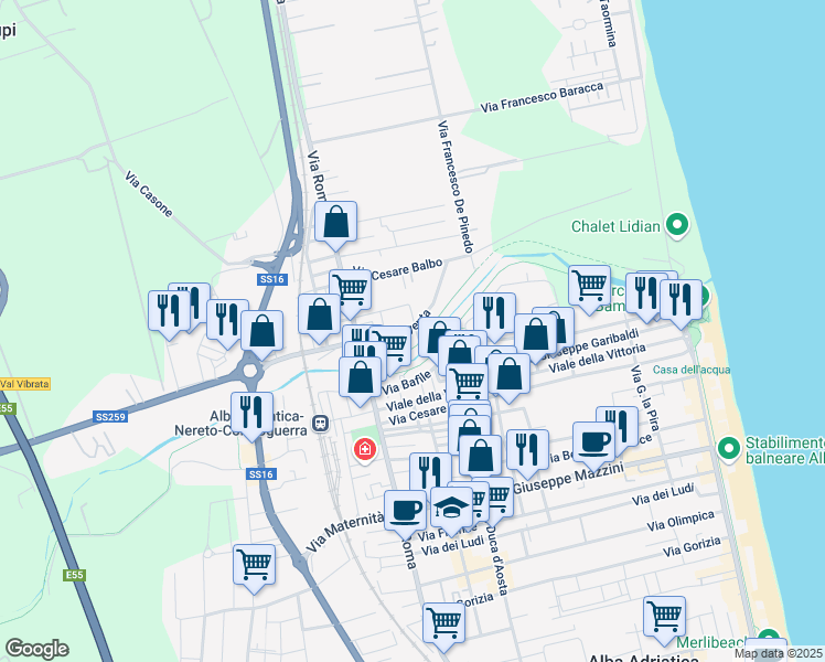 map of restaurants, bars, coffee shops, grocery stores, and more near 6 Via Magenta in Villa Rosa