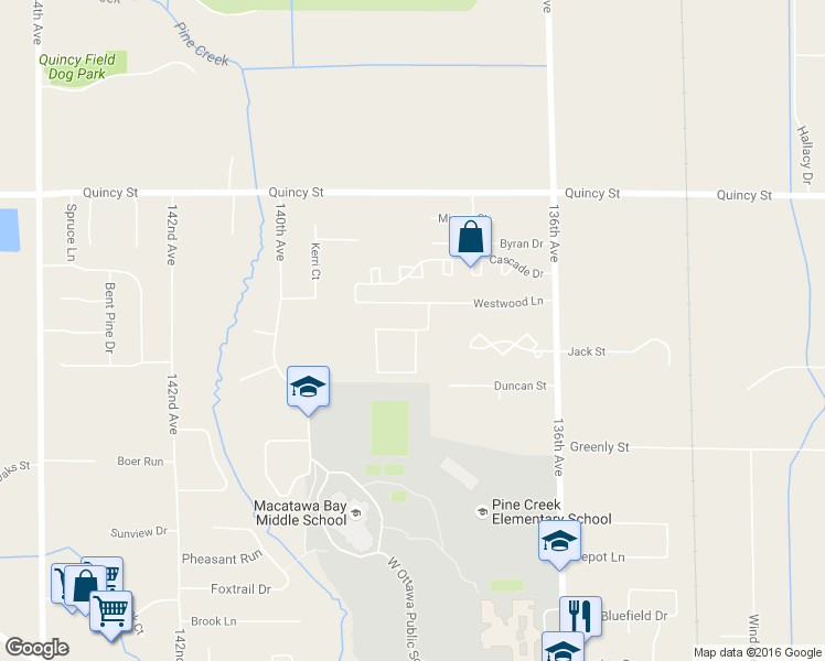 map of restaurants, bars, coffee shops, grocery stores, and more near 13828 North Traditions Way in Holland
