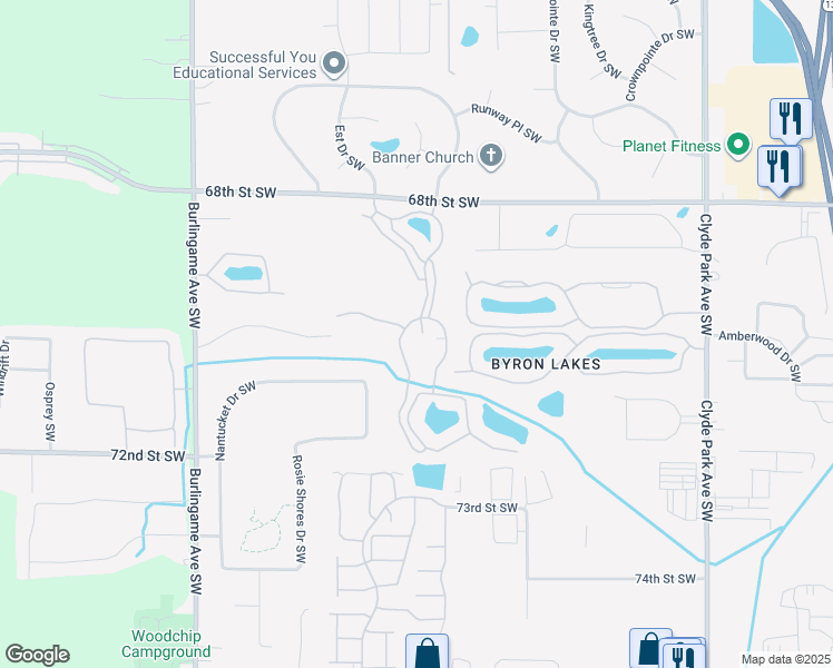map of restaurants, bars, coffee shops, grocery stores, and more near 7038 Marshwood Drive Southwest in Byron Center