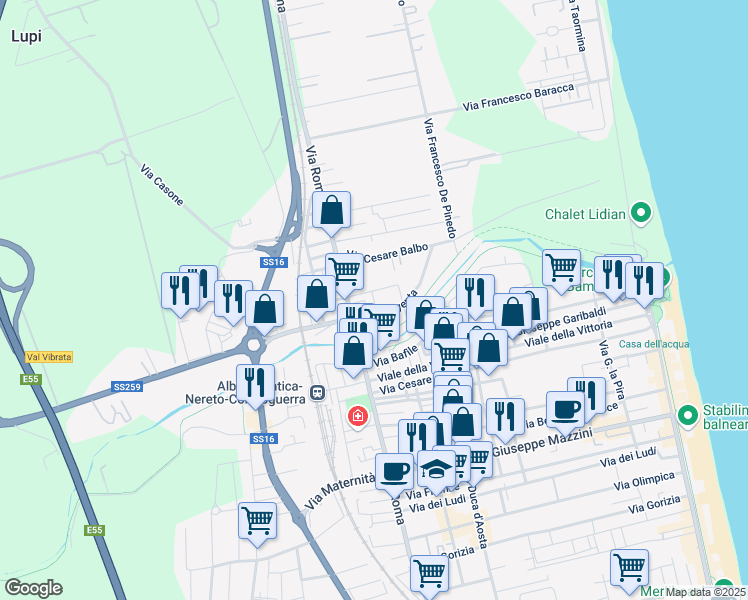 map of restaurants, bars, coffee shops, grocery stores, and more near 6 Via Magenta in Villa Rosa