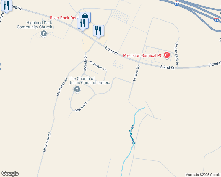 map of restaurants, bars, coffee shops, grocery stores, and more near 1411 Morado Drive in Casper