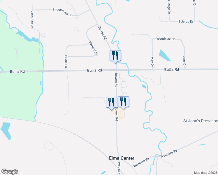map of restaurants, bars, coffee shops, grocery stores, and more near 21 Old Mill Circle in Elma Center