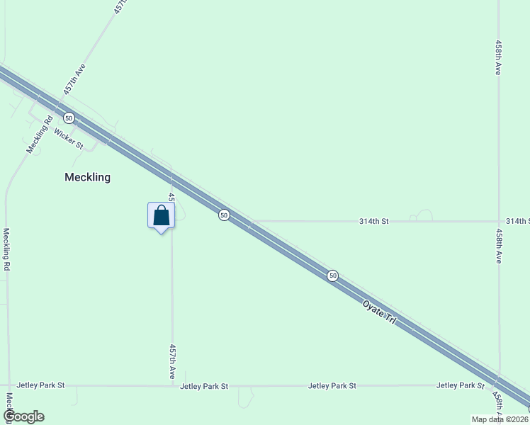 map of restaurants, bars, coffee shops, grocery stores, and more near 45730 314th Street in Meckling