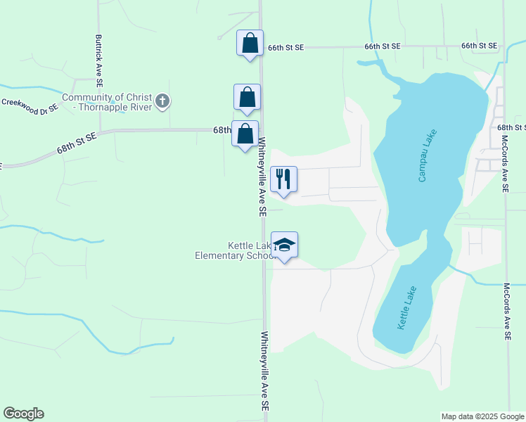 map of restaurants, bars, coffee shops, grocery stores, and more near 7050 Whitneyville Avenue Southeast in Alto