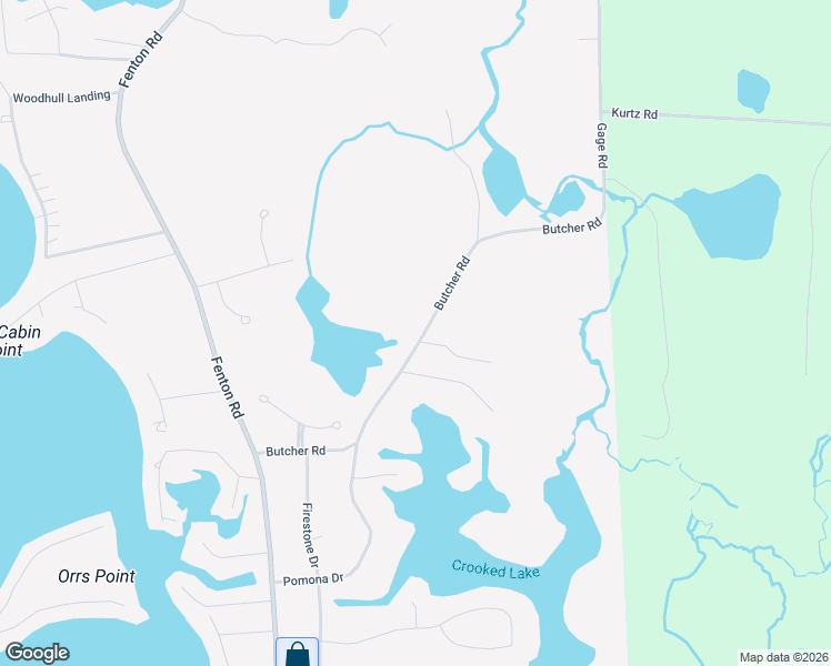 map of restaurants, bars, coffee shops, grocery stores, and more near 1265 Butcher Road in Fenton