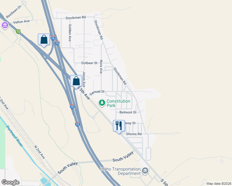 map of restaurants, bars, coffee shops, grocery stores, and more near 4261 Opal Avenue in Pocatello