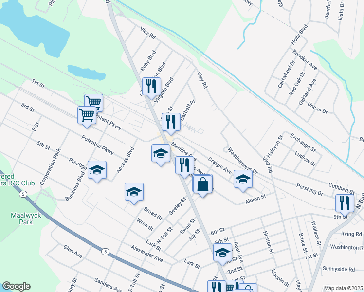 map of restaurants, bars, coffee shops, grocery stores, and more near 51 Mac Arthur Drive in Schenectady