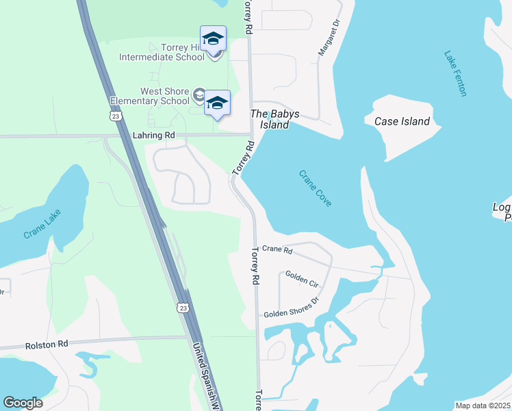map of restaurants, bars, coffee shops, grocery stores, and more near 13145 Torrey Road in Fenton