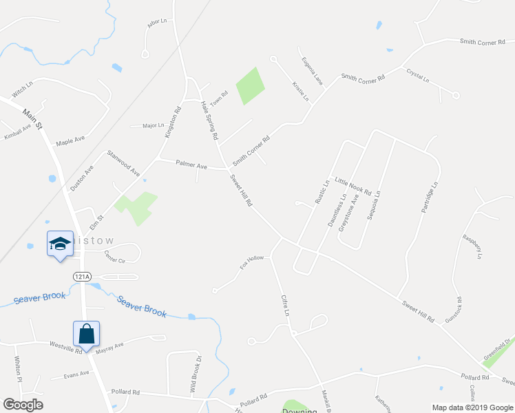 map of restaurants, bars, coffee shops, grocery stores, and more near 12 Sweet Hill Road in Plaistow