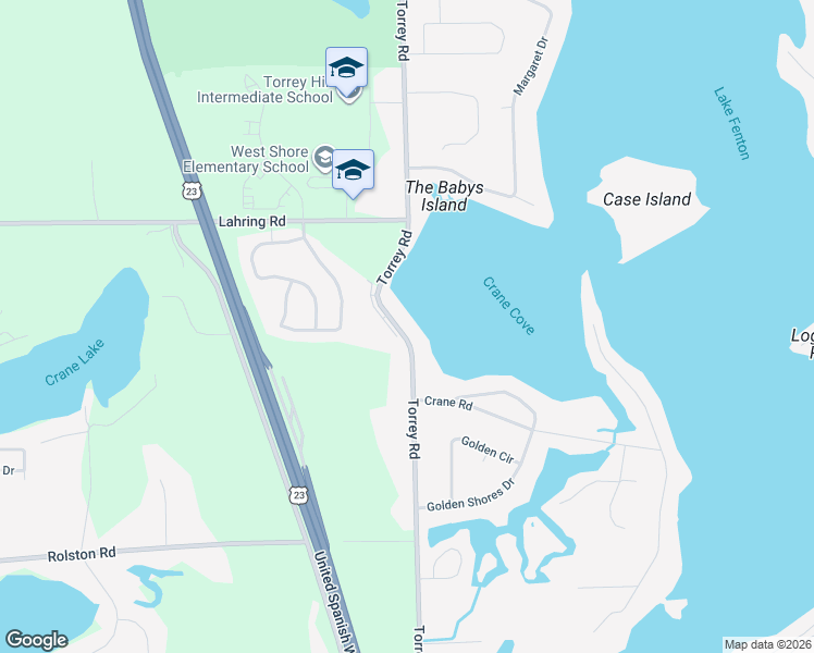 map of restaurants, bars, coffee shops, grocery stores, and more near 13139 Torrey Road in Fenton