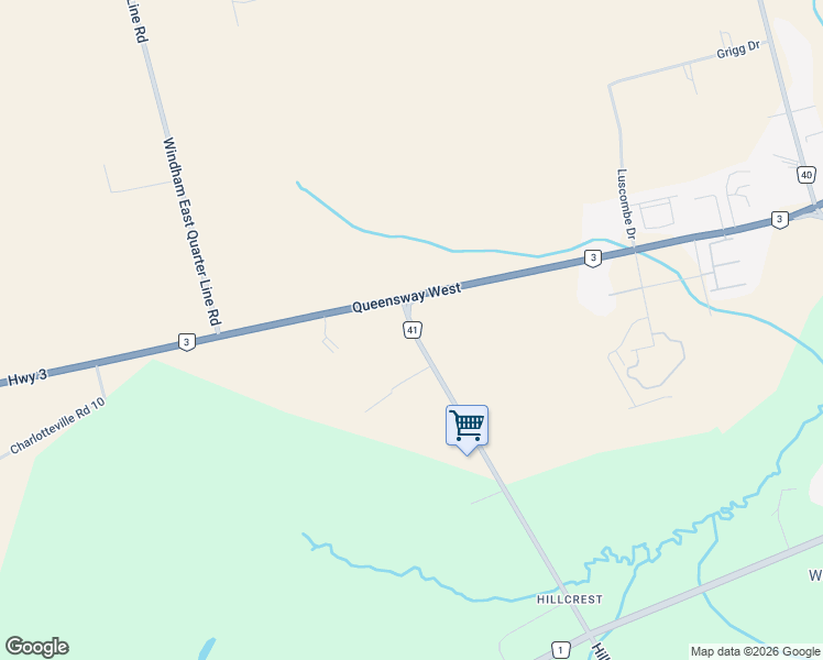 map of restaurants, bars, coffee shops, grocery stores, and more near 8 Hillcrest Road in Simcoe