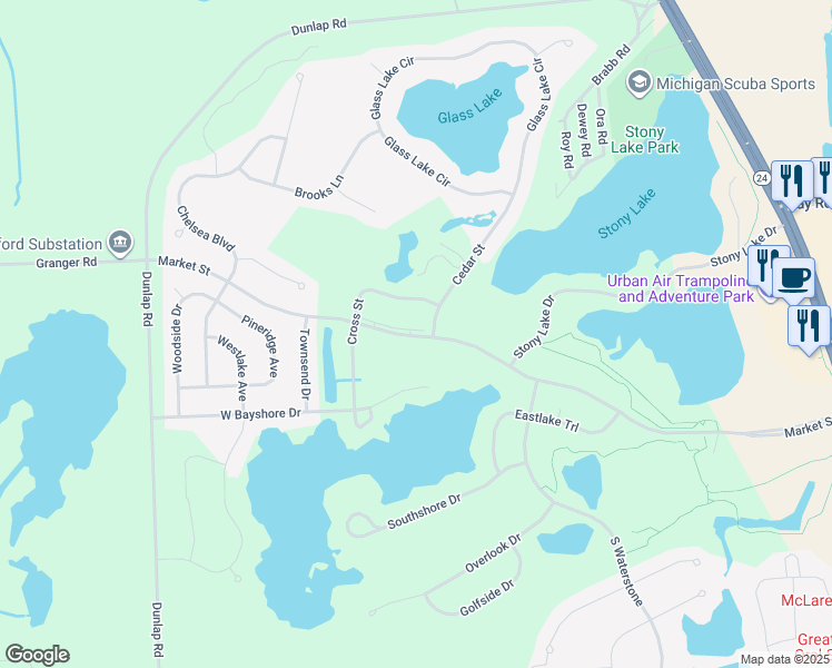 map of restaurants, bars, coffee shops, grocery stores, and more near 630 Market Street in Oakland County