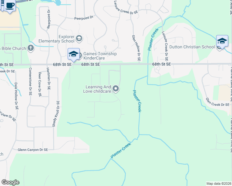 map of restaurants, bars, coffee shops, grocery stores, and more near 6968 Terra Cotta Drive Southeast in Caledonia