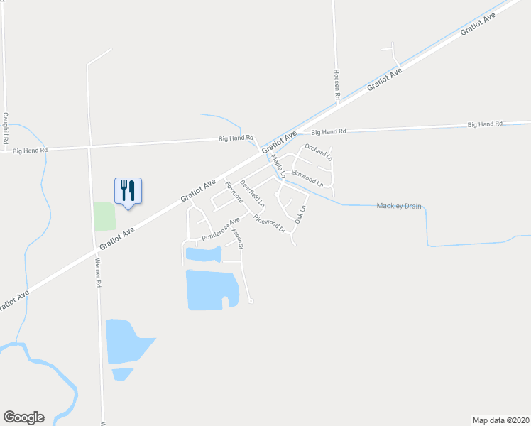 map of restaurants, bars, coffee shops, grocery stores, and more near 412 Deerfield Lane in Columbus