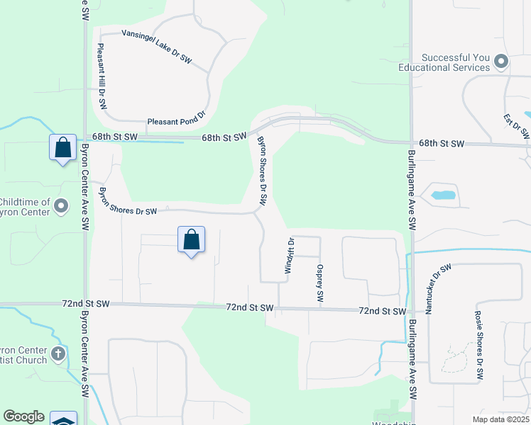map of restaurants, bars, coffee shops, grocery stores, and more near 2226 Byron Shores Drive Southwest in Byron Center