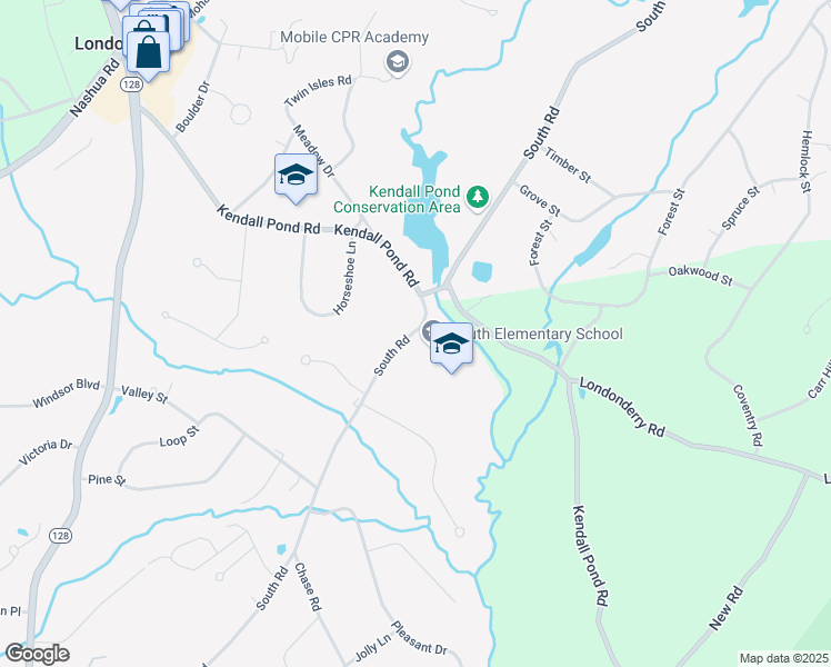 map of restaurants, bars, coffee shops, grocery stores, and more near 88 Londonderry Road in Londonderry