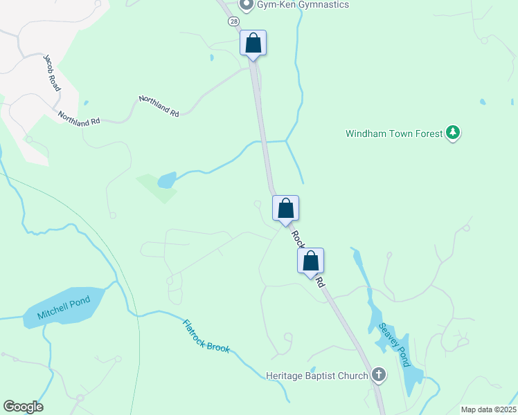 map of restaurants, bars, coffee shops, grocery stores, and more near 9 Outlook Road in Windham