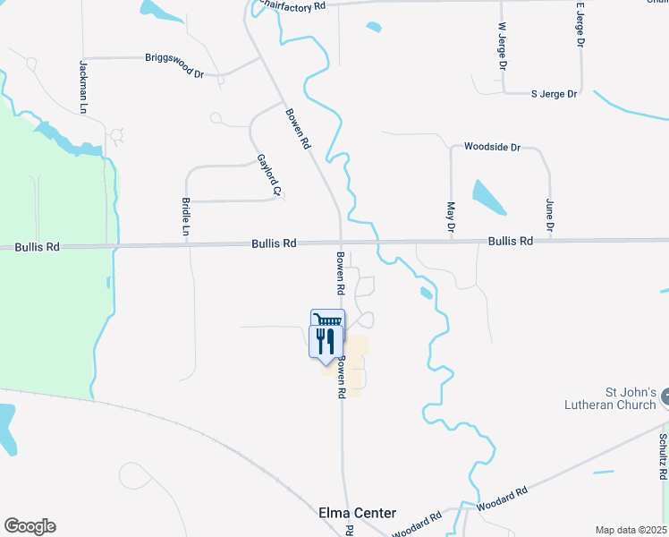 map of restaurants, bars, coffee shops, grocery stores, and more near 2460 Bowen Road in Elma Center