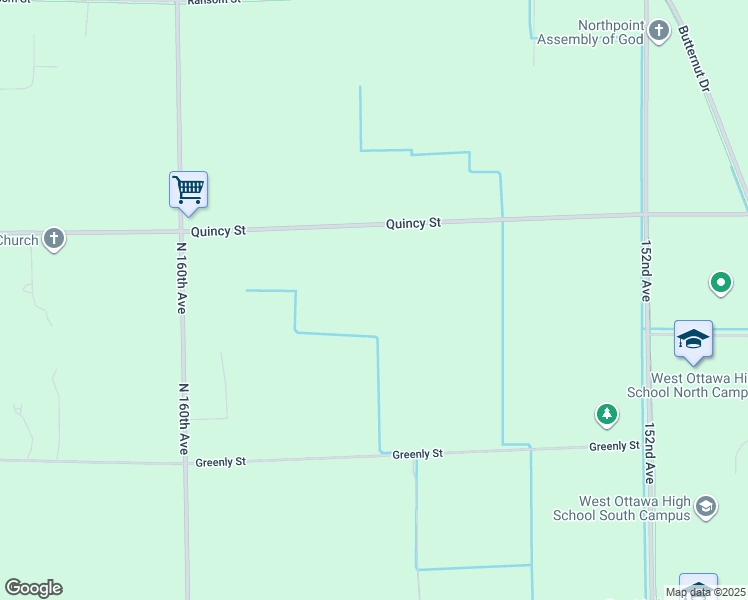 map of restaurants, bars, coffee shops, grocery stores, and more near 15606 Quincy Street in Holland