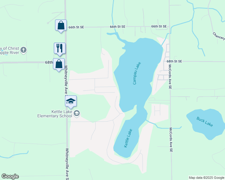 map of restaurants, bars, coffee shops, grocery stores, and more near 8653 Acorn Avenue Southeast in Alto