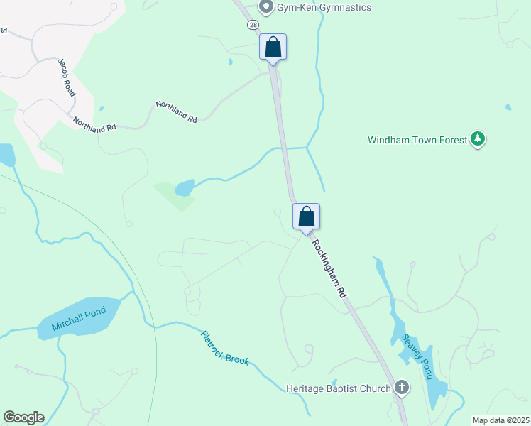 map of restaurants, bars, coffee shops, grocery stores, and more near 9 Outlook Road in Windham