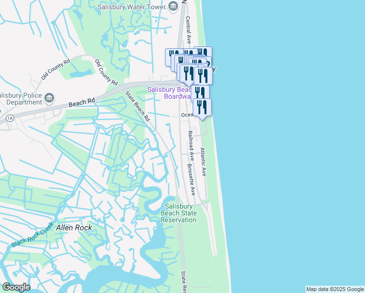 map of restaurants, bars, coffee shops, grocery stores, and more near 81 Cable Avenue in Salisbury