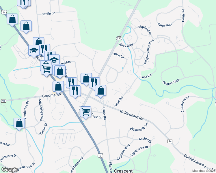 map of restaurants, bars, coffee shops, grocery stores, and more near 33 Commons Boulevard in Saratoga County