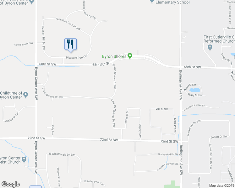 map of restaurants, bars, coffee shops, grocery stores, and more near 2226 Byron Shores Drive Southwest in Byron Center