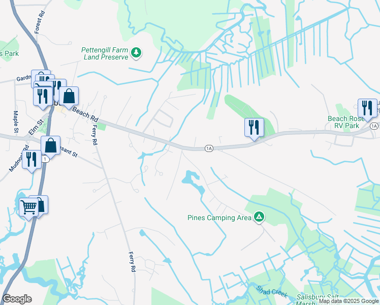 map of restaurants, bars, coffee shops, grocery stores, and more near 2 Glenwood Avenue in Salisbury