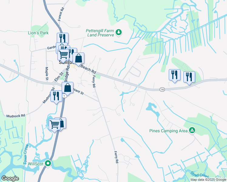 map of restaurants, bars, coffee shops, grocery stores, and more near 8 Sacks Way in Salisbury