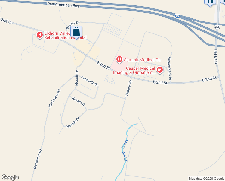 map of restaurants, bars, coffee shops, grocery stores, and more near 1361 Morado Drive in Casper