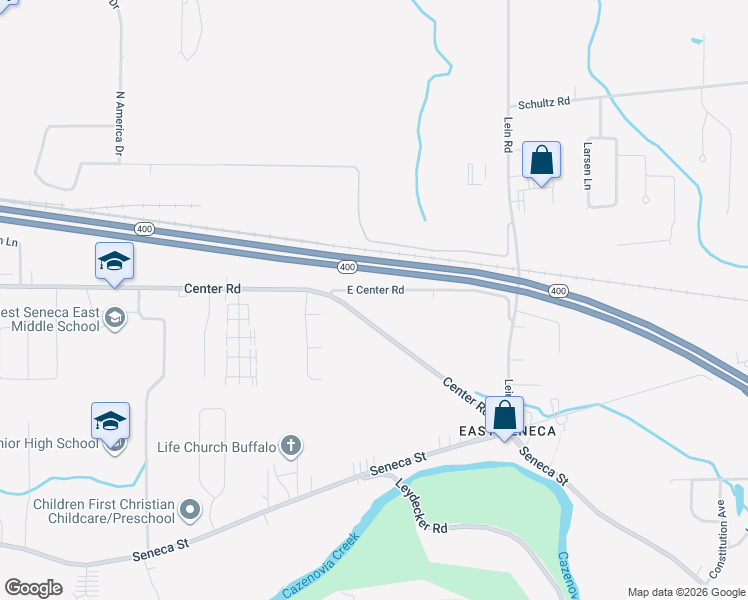 map of restaurants, bars, coffee shops, grocery stores, and more near 1738 New York 16 in West Seneca