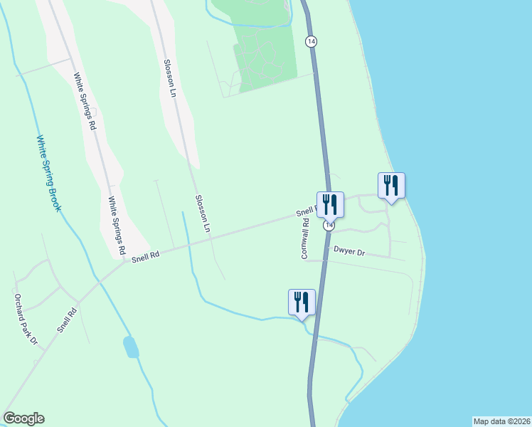 map of restaurants, bars, coffee shops, grocery stores, and more near 361 Slosson Lane in Geneva