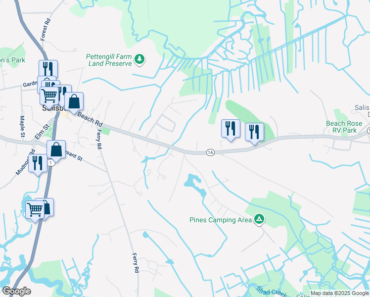 map of restaurants, bars, coffee shops, grocery stores, and more near 2 Glenwood Avenue in Salisbury