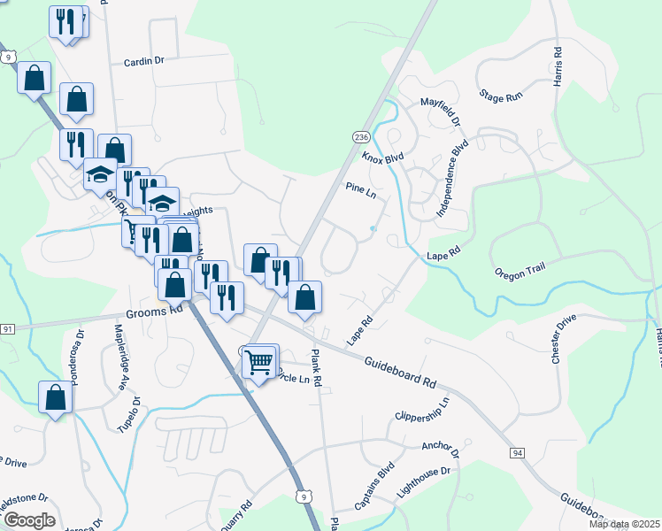 map of restaurants, bars, coffee shops, grocery stores, and more near 33 Commons Boulevard in Saratoga County