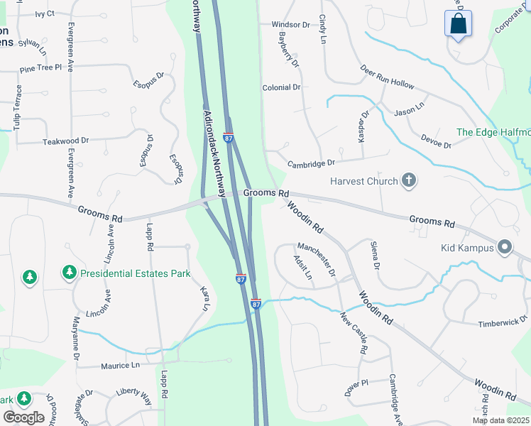 map of restaurants, bars, coffee shops, grocery stores, and more near 158 Woodin Road in Saratoga County