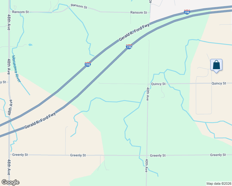 map of restaurants, bars, coffee shops, grocery stores, and more near 4142 Quincy Street in Hudsonville