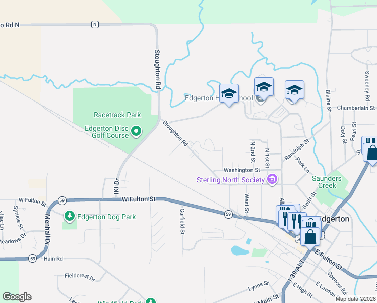 map of restaurants, bars, coffee shops, grocery stores, and more near 412 Stoughton Road in Edgerton