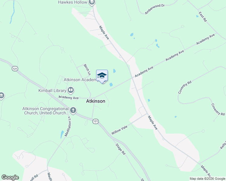 map of restaurants, bars, coffee shops, grocery stores, and more near 21 Academy Avenue in Atkinson