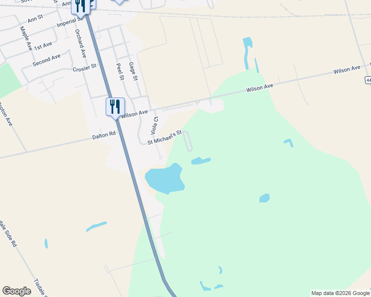 map of restaurants, bars, coffee shops, grocery stores, and more near 136 Saint Michael's Street in Delhi