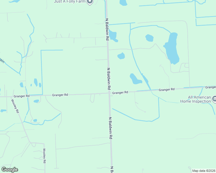 map of restaurants, bars, coffee shops, grocery stores, and more near 1125 North Baldwin Road in Brandon Township