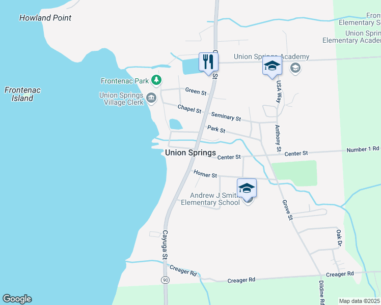 map of restaurants, bars, coffee shops, grocery stores, and more near in Union Springs