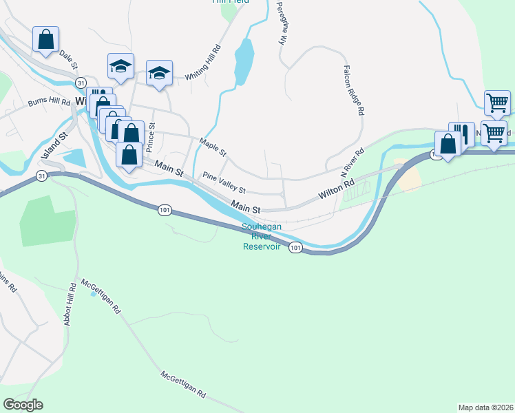 map of restaurants, bars, coffee shops, grocery stores, and more near 43 Pine Valley Street in Wilton