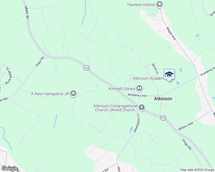 map of restaurants, bars, coffee shops, grocery stores, and more near 119 Main Street in Atkinson