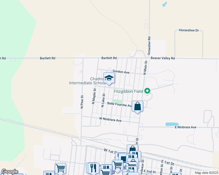 map of restaurants, bars, coffee shops, grocery stores, and more near 448 Norfolk Avenue in Chadron